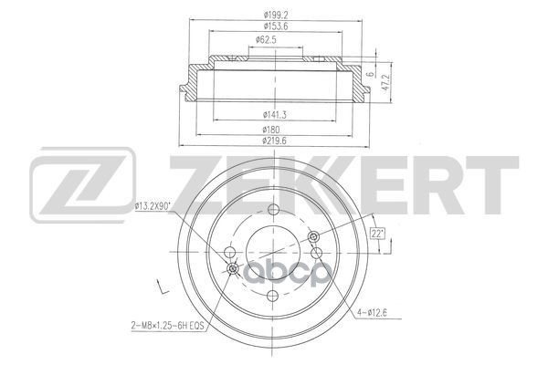 Барабан торм. задн. Kia Picanto II 11- Zekkert арт. bs-6464
