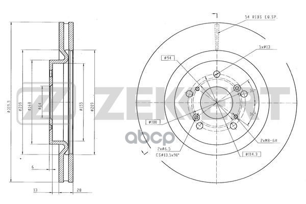 Диск тормозной перед. Haval F7 18- Zekkert арт. bs-6548