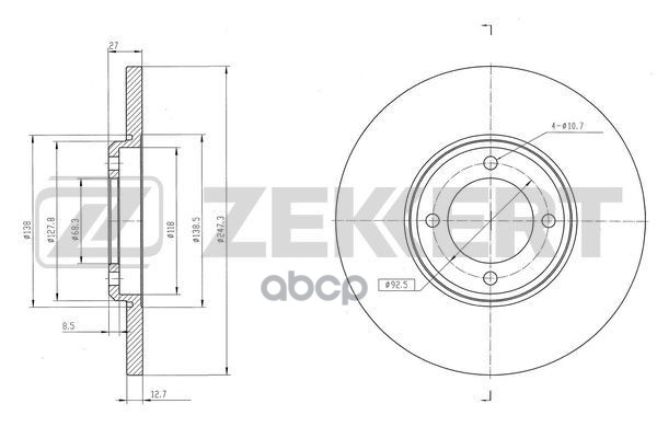 Диск тормозной перед. Ford Escort II 74-  Taunus II-V 67- Zekkert арт. bs-6565