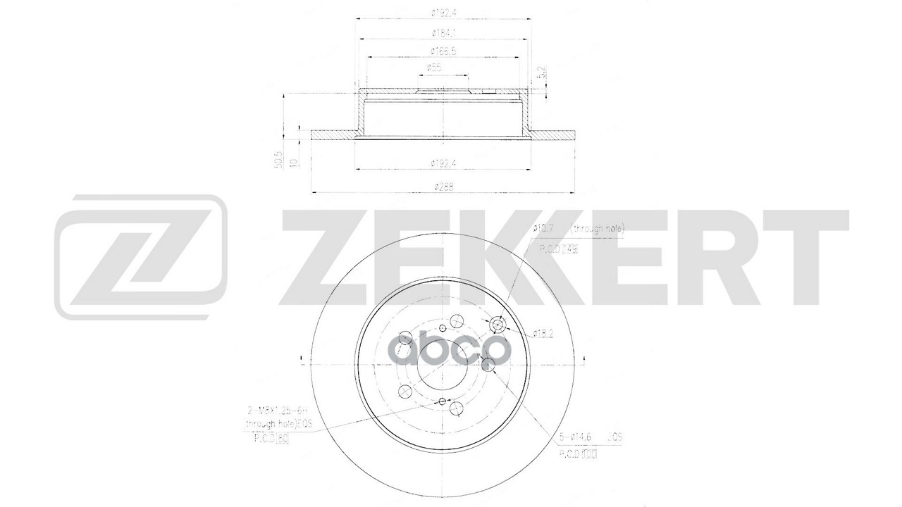 Диск тормозной задн. Toyota Caldina (T240_) 02-  Wish (E10) 03- Zekkert арт. bs-6697