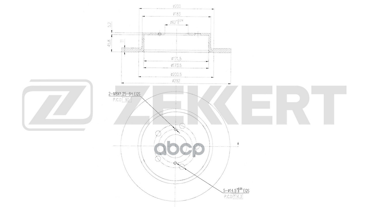 Диск тормозной задн. Toyota C-HR (X10) 16- Zekkert арт. bs-6804