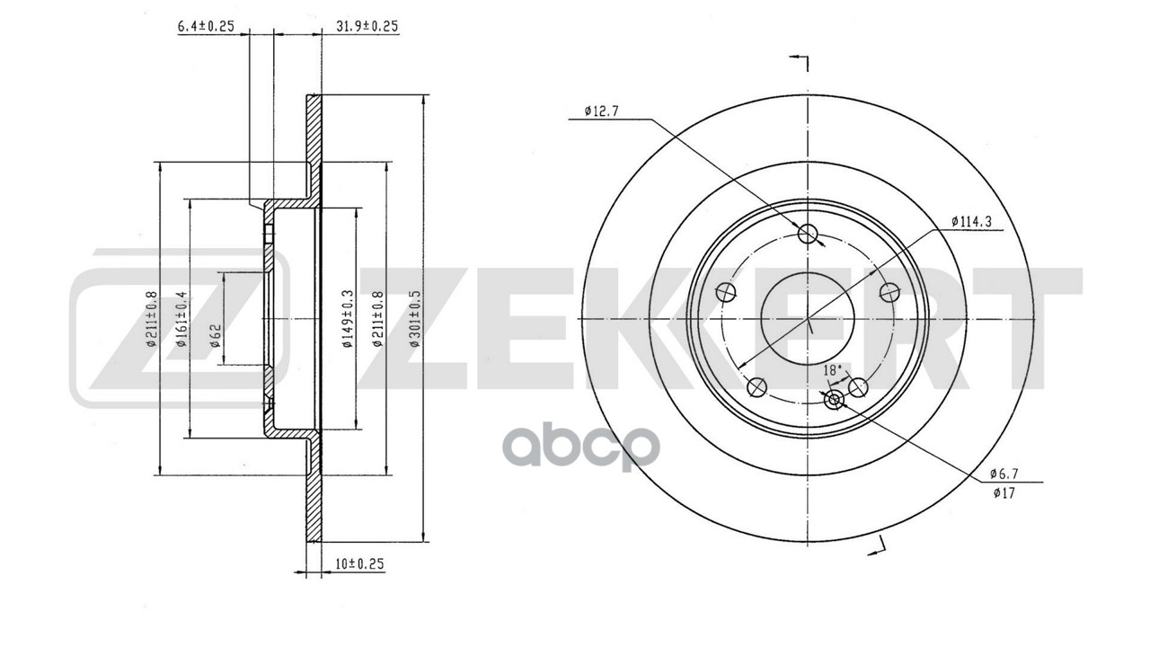 Диск тормозной задний Changan UNI-V 22-  Lamore 23- (для двигателя 2.0) Zekkert арт. bs-7003