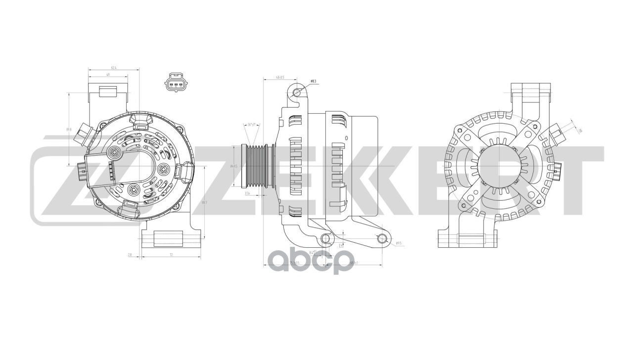 Генератор Ford Focus II 04-  C-Max 04- Zekkert арт. ge-1008