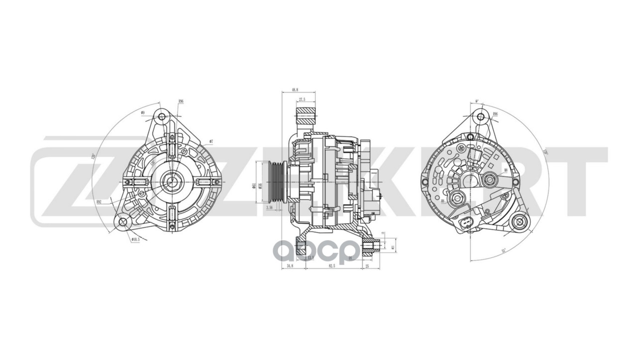 Генератор VW Passat V 98-  Audi A6 II 97-  A4 94-  Skoda Superb (3U4) 01- Zekkert арт. ge-1048