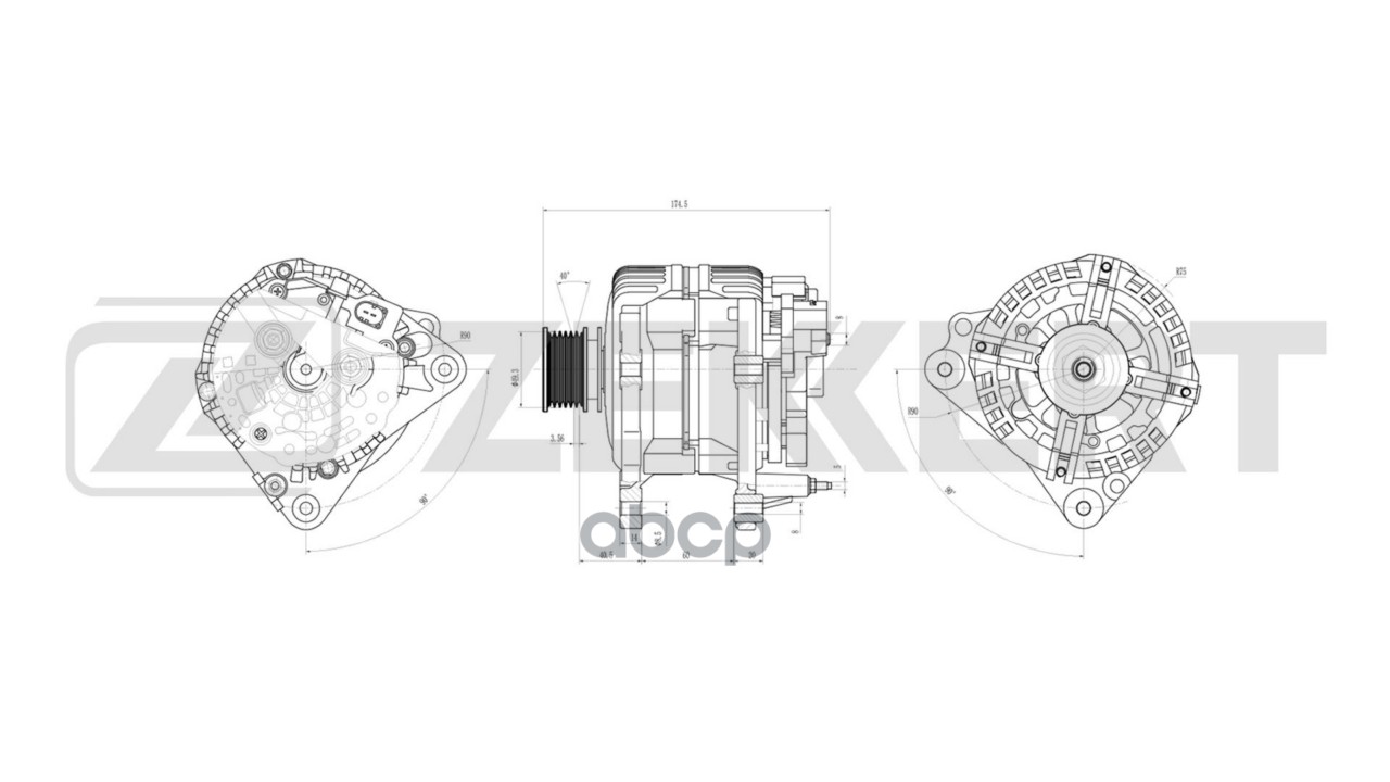 Генератор VW Polo III-V 99-  Caddy II 00-  Skoda Octavia (1U2) 99-  Rapid (NH1) 12-  Seat Leon 00- Zekkert арт. ge-1049