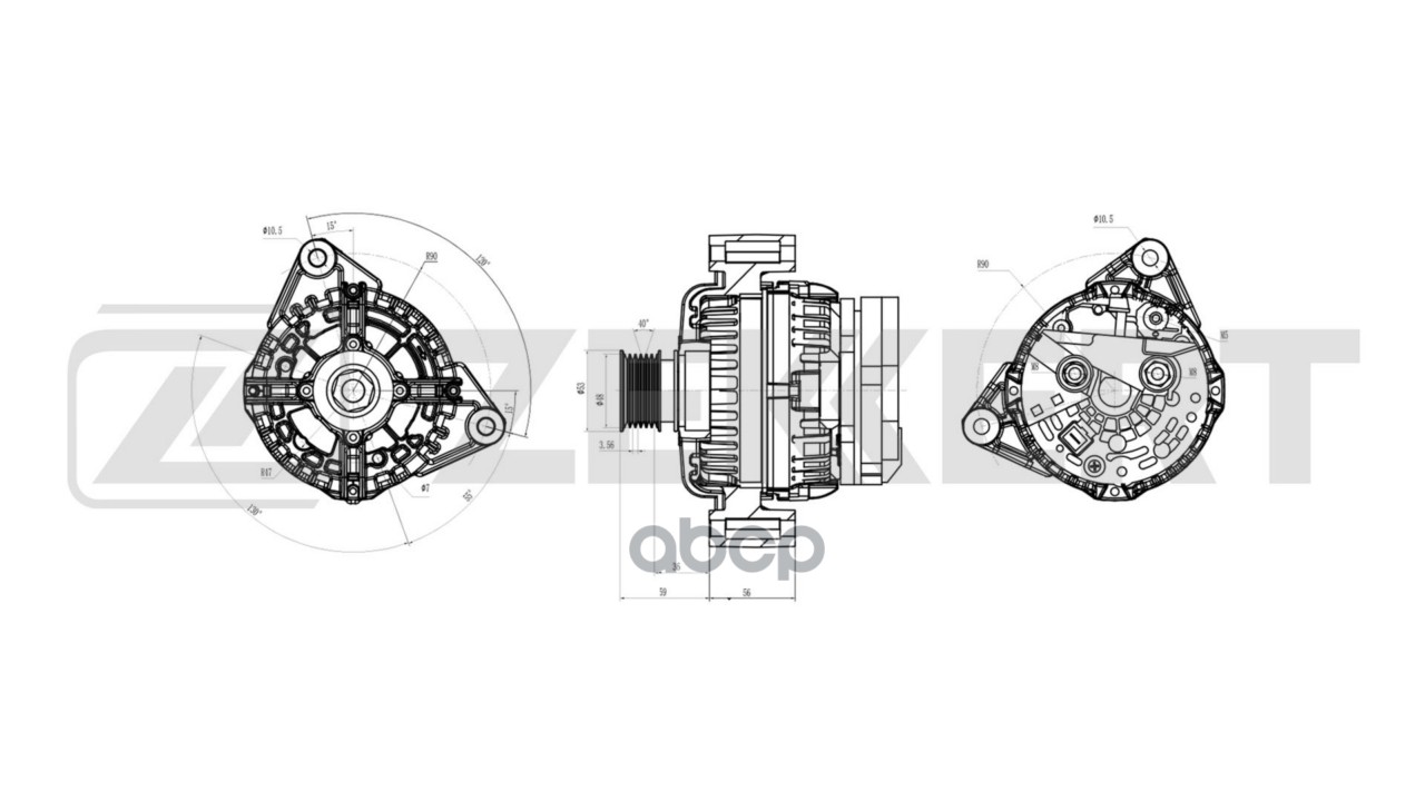 Генератор VW LT 28-35 II 96-  LT 28-46 II 96-  MB C-Class (W202  S202) 93-  Audi A6 94-  80 V 91-  1 Zekkert арт. ge-1050