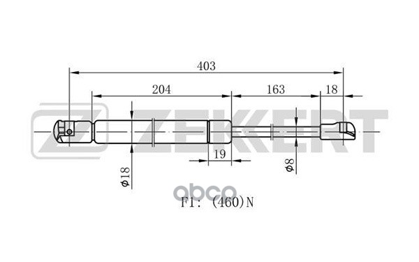 Пружина газовая капота VW Caddy III 04-  Touran 03- Zekkert арт. gf-1352