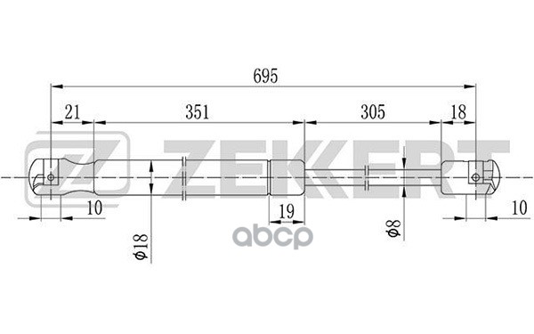 Пружина газовая капота Toyota Camry (V40) 06- Zekkert арт. gf-2085