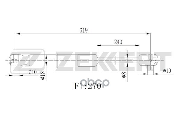 Пружина газовая капота MB M-Class (166) 11-  GL-Class (166) 12-  GLS (166) 15-  GLE (292 166) 15- Zekkert арт. gf-2511