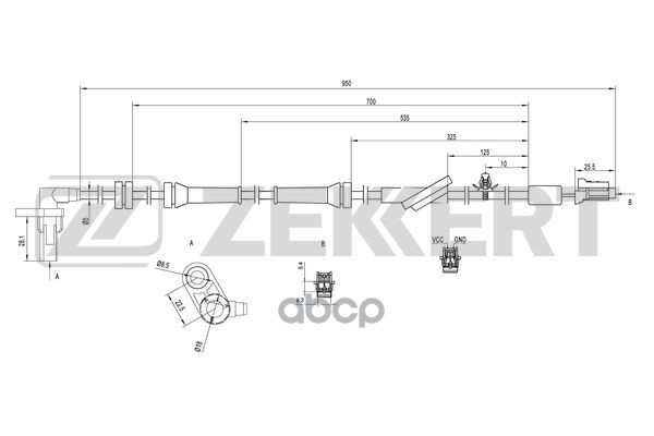 Датчик ABS передн. прав. Nissan Almera (N16) 02- Zekkert арт. se-6048