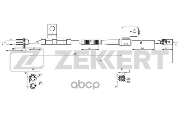 Датчик ABS передн. лев. Kia Sorento 06- Zekkert арт. se-6098