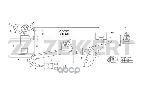 Датчик ABS передн. лев. Toyota Avensis (T250) 03-  Corolla (E120) 01- Zekkert арт. se-6108