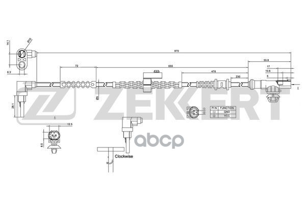 Датчик ABS передн. Opel Meriva B 10- Zekkert арт. se-6123