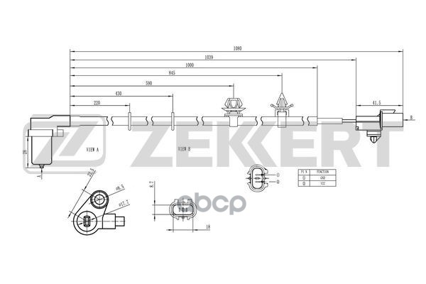 Датчик ABS задн. лев. Mitsubishi Lancer VII 03- Zekkert арт. se-6156