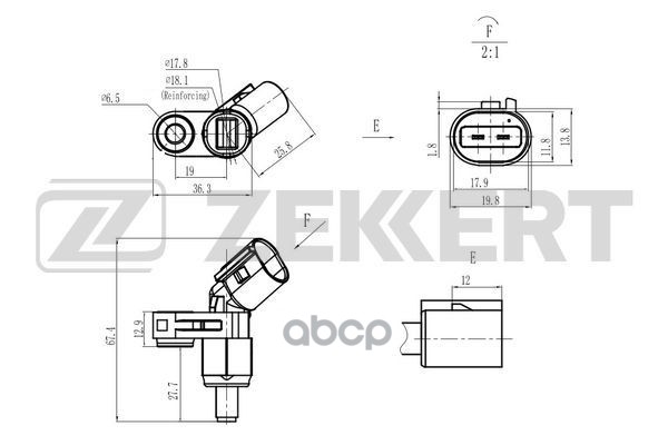 Датчик ABS передн. прав. VW Polo III 94-  Passat III  IV 93-  Golf III-V 91-  Skoda Octavia (1U2  1U Zekkert арт. se-6181