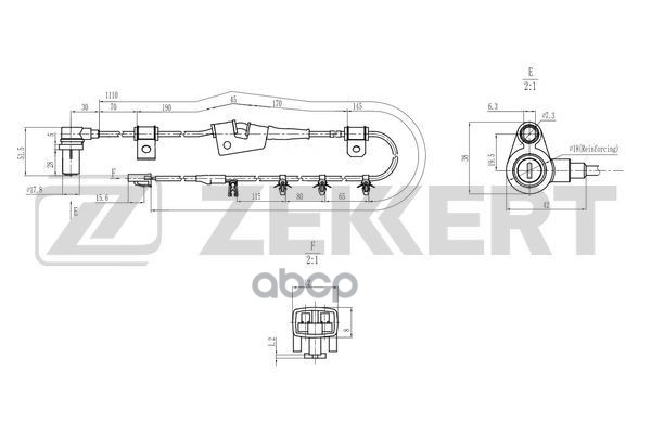 Датчик ABS передн. лев. Hyundai Elantra III 00-  Kia Spectra 04-  Cerato 04- Zekkert арт. se-6190