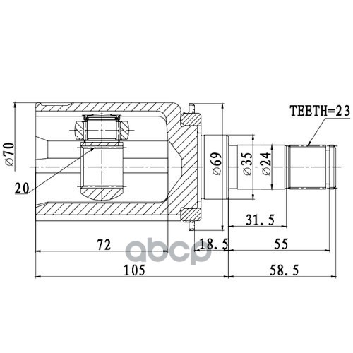 Шрус Внутренний | Зад Лев | Zikmar арт. Z87922R