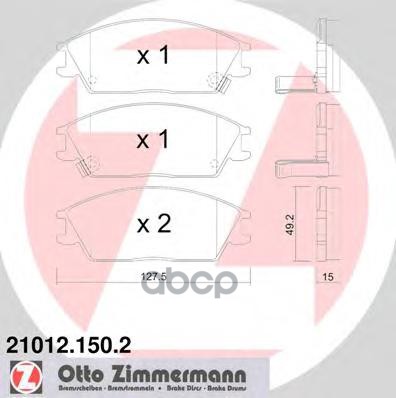 Колодки Тормозные Дисковые Hyundai Inkl. Zubeh?R Zimmermann арт. 21012.150.2