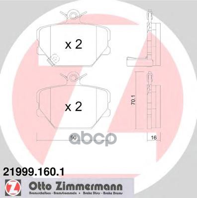 Колодки Тормозные Дисковые Mcc Smart  Mitsubishi Zimmermann арт. 21999.160.1