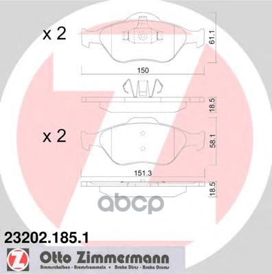 Колодки Тормозные Дисковые Ford  Landrover  Volvo Inkl. Zubeh?R Zimmermann арт. 23202.185.1