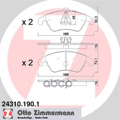 Колодки тормозные MB W203 ZIMMERMANN 243101901 Zimmermann арт. 243101901