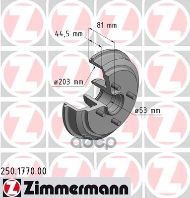 Торм.барабан 203x44 4 отв. min 2 250177000 Zimmermann арт. 250177000
