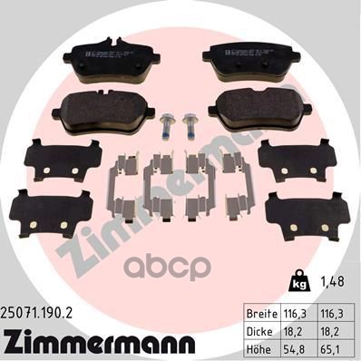 Колодки тормозные дисковые /комплект 4 шт/ ZIMMERMANN 250711902 Zimmermann арт. 250711902