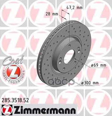 Диск тормозной BS HYUNDAI SPORT COAT Z ZIMMERMANN 285351852 Zimmermann арт. 285351852