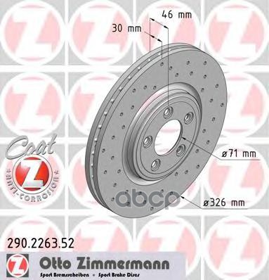 Диск тормозной BS JAGUAR COAT Z FORD/MAZDA/NIS/OP/REN/VOL ZIMMERMANN 290226352 Zimmermann арт. 290226352