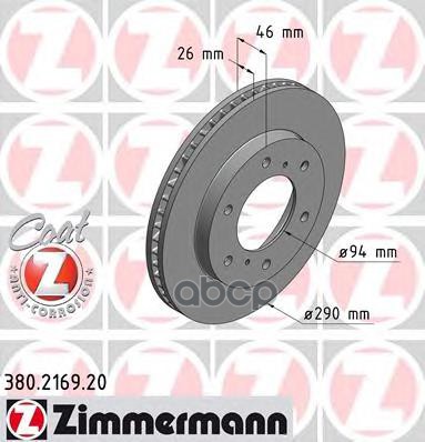 Диск тормозной ZIMMERMANN 380216920 Zimmermann арт. 380216920