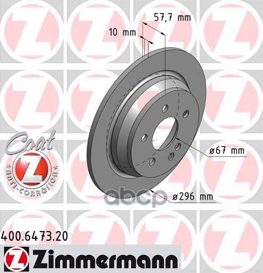 Диск Тормозной (Заказывать 2Шт./Цена За1шт.) Mercedes С Антикоррозионным Покрытием Coat Z Zimmermann арт. 400.6473.20
