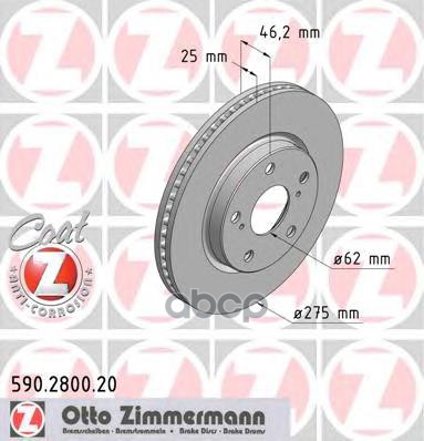 Диск Тормозной (Заказывать 2Шт./Цена За1шт.) Toyota Rav 4 Iii 05-> Zimmermann арт. 590.2800.20