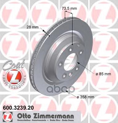 Диск тормозной AUDI ЗАД. AUDI Q7 3,04,2 PORS CAYENNE 32S4,5 VW TOUAR 2,5-6,0 0206- ZIMMERMANN 600323920 Zimmermann арт. 60032...